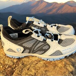 Pearl Izumi W X Alp Drift IV Shoes Womens Size 38 Gray Blue Cycling SPD Clip MTB
